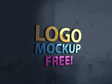 Free 3D Glass Window Logo MockUp