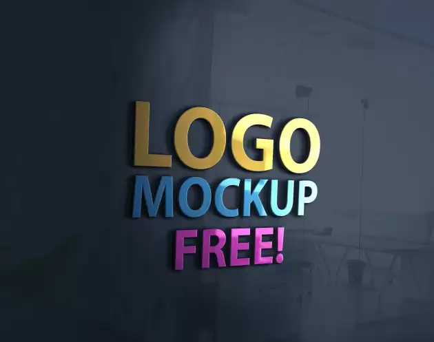 Free 3D Glass Window Logo MockUp