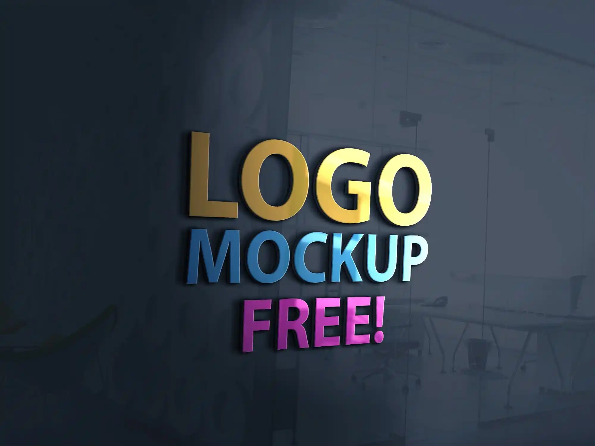 Free 3D Glass Window Logo MockUp