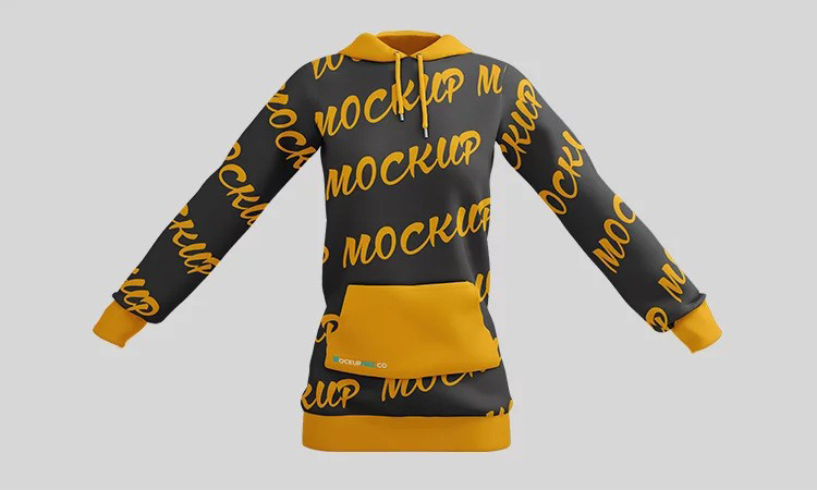 3D Women Hoodie Free PSD Mockup