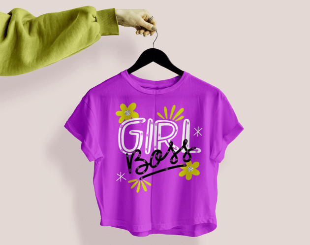 Female Cropped T-Shirt Mockup PSD