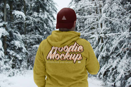 Free Back of Hoodie Mockup in Winter