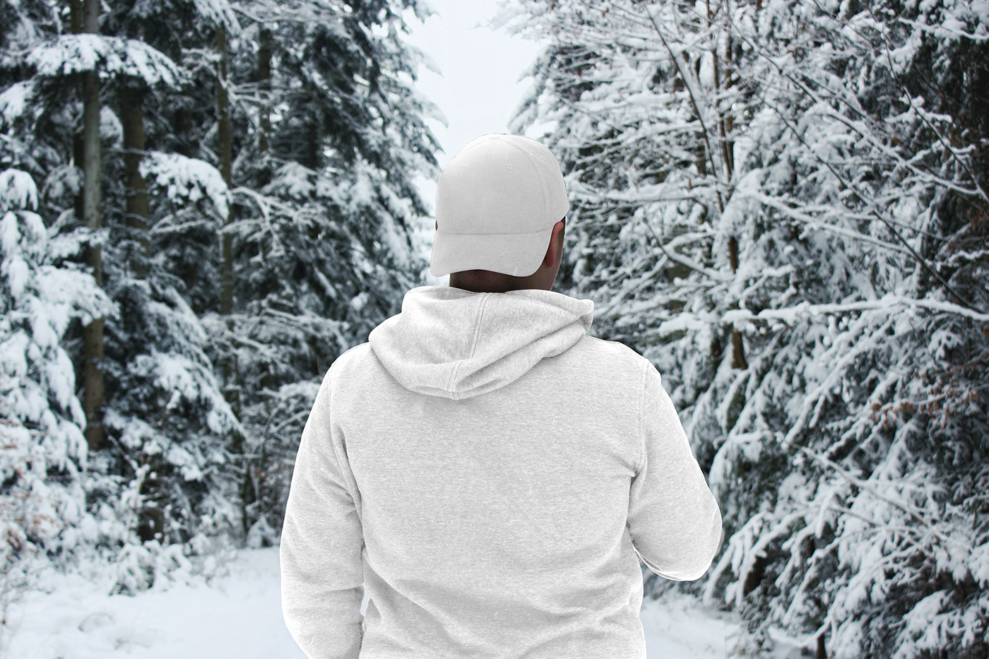 Free Back of Hoodie Mockup in Winter (PSD)