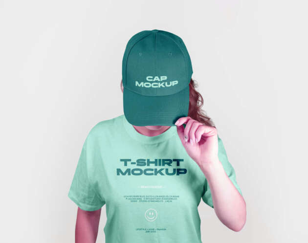 Free Snapback Hat & T-Shirt Mockup PSD