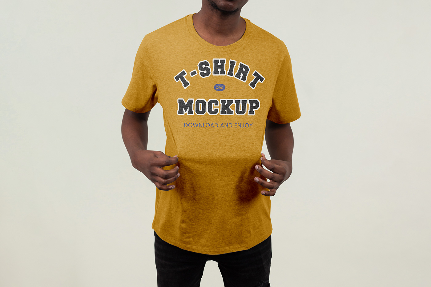 Free T-Shirt with Men Mockup PSD